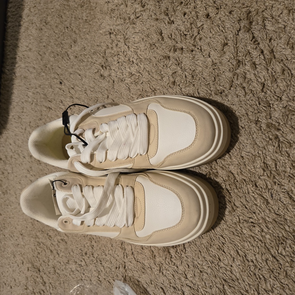 Zara White and Tan Sneakers